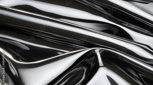 Abstract waves of black and white glossy texture in a smooth and elegant style