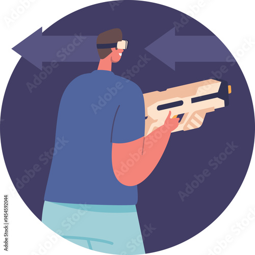 Virtual augmented reality gameplay vector illustration
