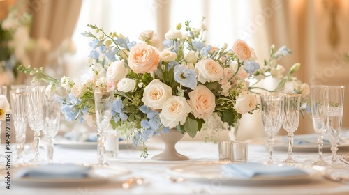 Elegant Floral Arrangement at a Formal Table Setting for a Special Event