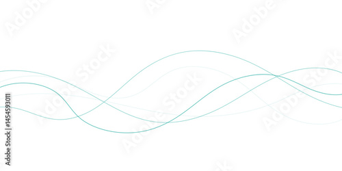 A smooth, elegant design featuring overlapping teal lines creating a wave-like pattern against a clean white backdrop.