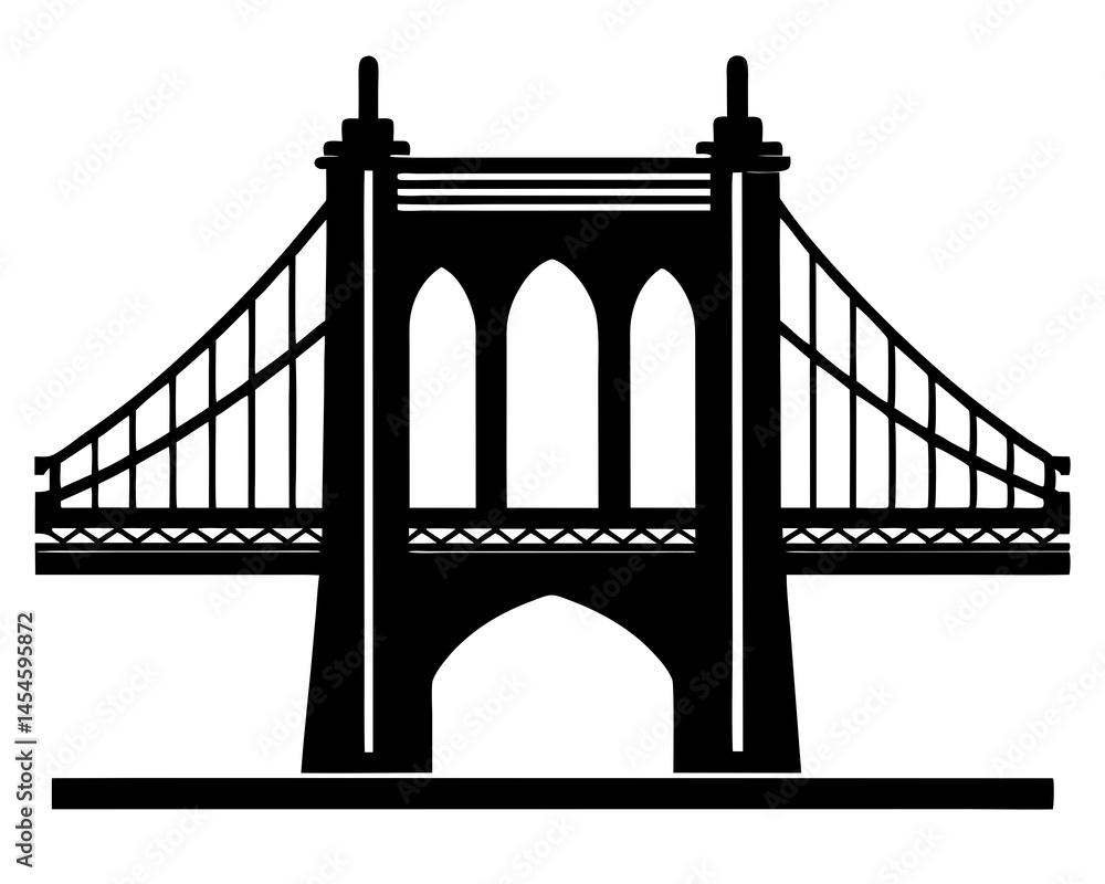 Brooklyn Bridge silhouette vector illustration