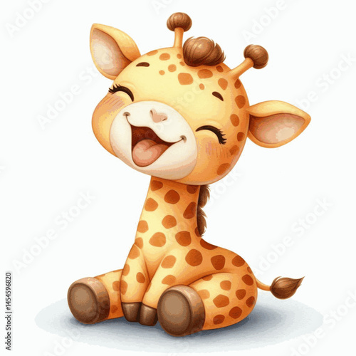 Tall Tales and Titters giraffe laughs and is happy isolated watercolor vector illustration svg
