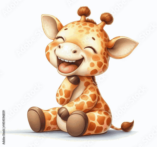 Giraffe’s Giggle laughs and is happy isolated watercolor vector illustration svg