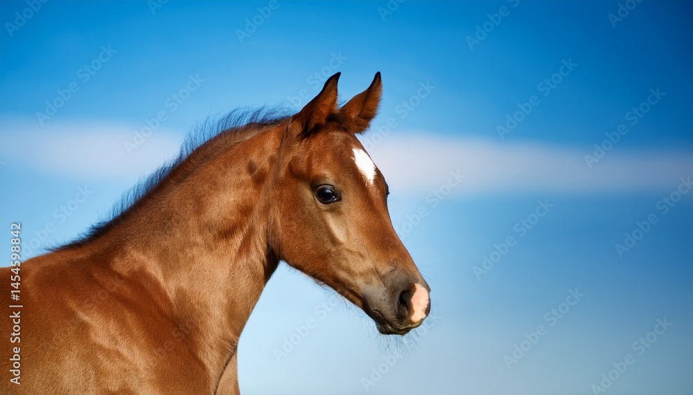 Obraz premium young thoroughbred horse against the blue sky