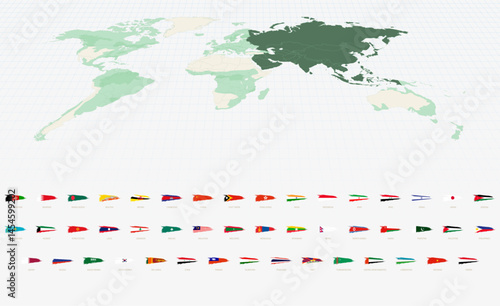 Grunge Brush Stroke Asian Flags Collection.