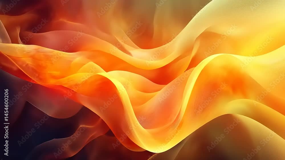 Abstract Background of Flowing Waves with Orange and Yellow Gradient Design with Dynamic Lighting Perfect for Modern Art Projects