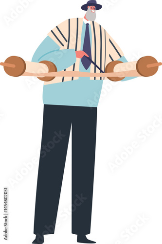 Jewish man reading Torah scroll