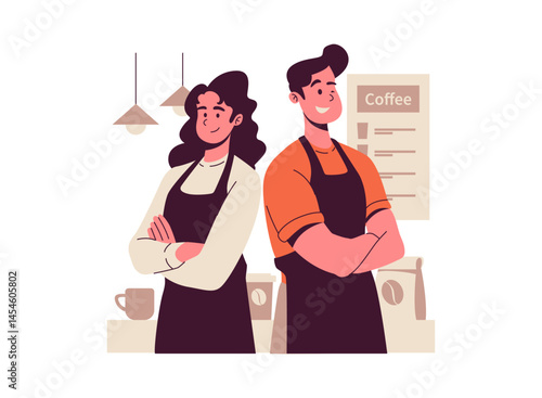 Illustration of an Coffeeshop Barista Cartoon Character