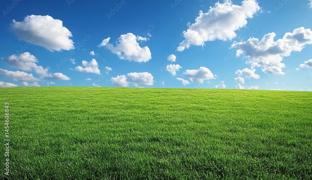 Fototapeta premium Vast Green Field Under Sunny Sky