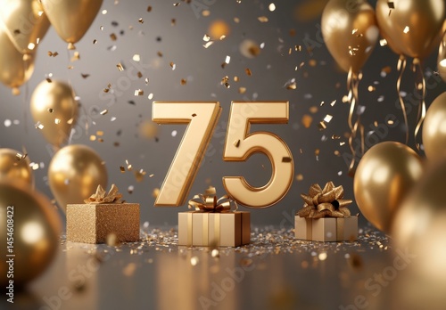 Celebration Theme with Golden Balloons and Gifts for Milestone Event