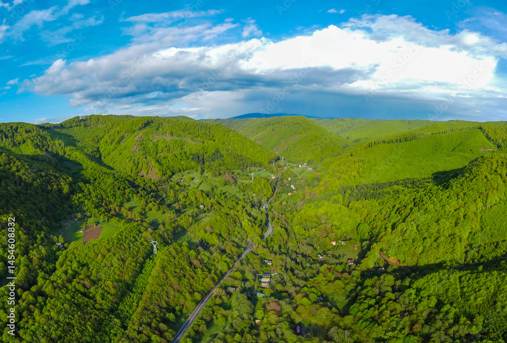 Aerial view of Bucin Pass in Harghita County - Romania