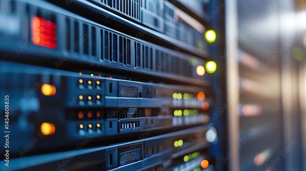 Data Center Servers: Network Infrastructure Close-Up Data Center Servers: Network Infrastructure Close-Up