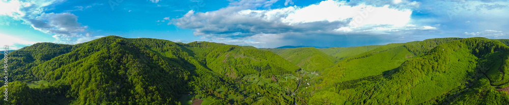 Aerial view of the Harghita Mountains in Transylvania - Romania.