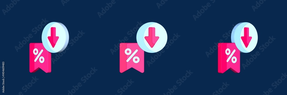 Fototapeta premium discount increase and decrease 3D icon