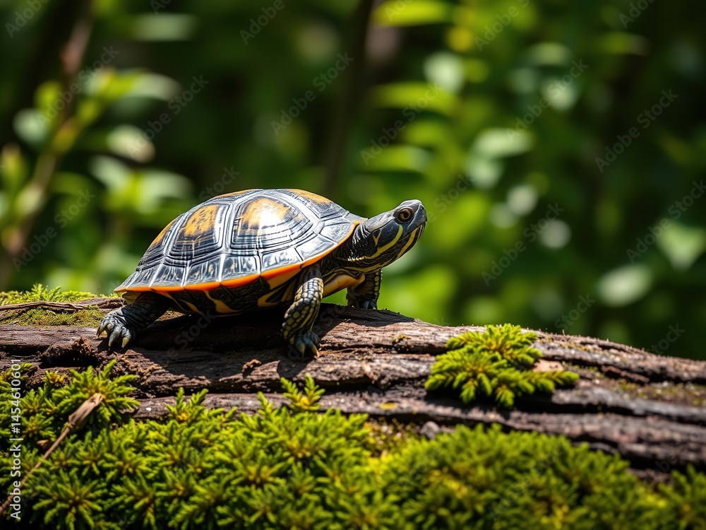 Obraz premium Painted Turtle in Natural Habitat, Artistic Design