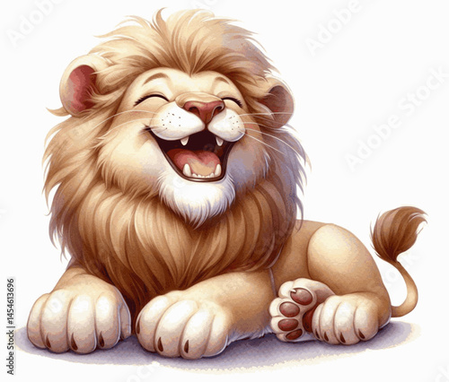 Laughing in Hues lion laughs and is happy isolated watercolor vector illustration svg