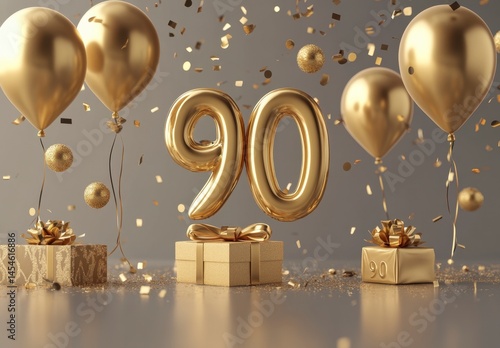 Elegant Gold Decorations for 90th Birthday Celebration Event