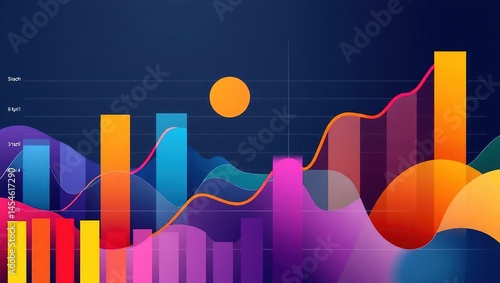 Abstract data visualization chart, dynamic color scheme, modern design concept