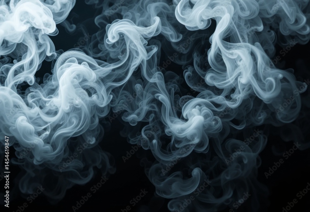 Obraz premium Abstract white smoke swirling on a dark background. Ideal for product presentation, vapor themes, mystery visuals, and creative digital art designs