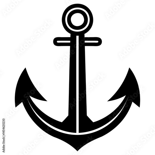 Anchor nautical vector simple black and white sea ocean marine ship boat symbol graphic design illustration 100 isolated on transparent background