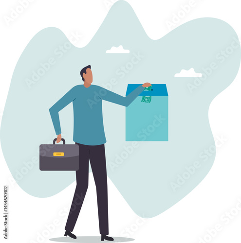 Money shred bad investment, scam or fraud causing losing money, mistake or financial failure spending.character for design.