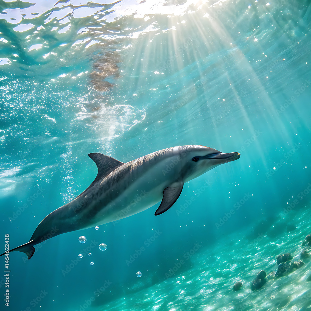 Fototapeta premium Sunlit Dorsal Fin Glide