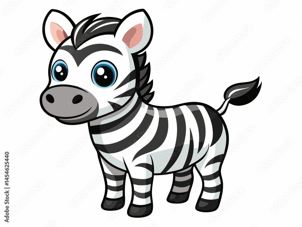 Naklejka premium Adorable Cartoon Baby Zebra Illustration for Childrens Book