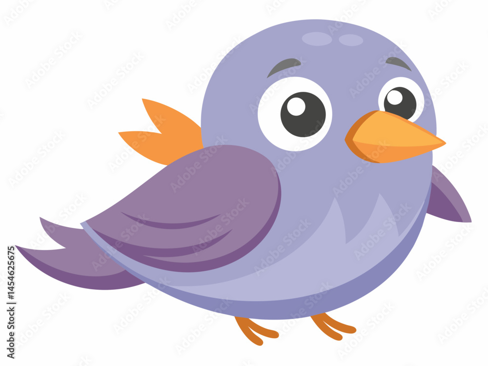 Fototapeta premium Adorable Purple Cartoon Bird Illustration for Kids