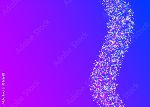 Transparent Serpentine. Modern Dust. Blue Happy Tinsel. Glare Texture. Carnaval Background. Festive Sparkle. Digital Poster. Laser Abstract Illustration. Purple Transparent Serpentine
