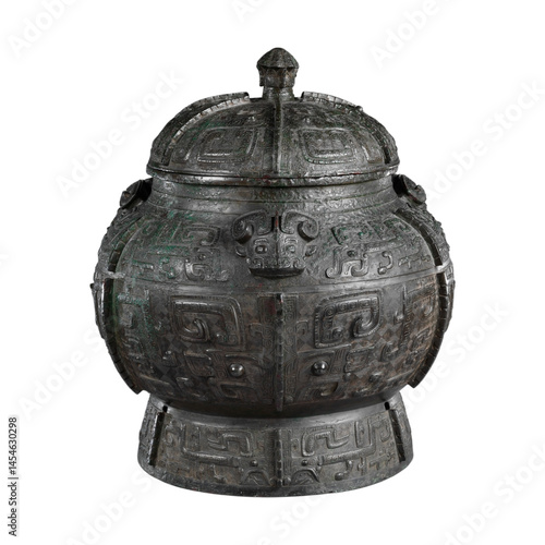 Ancient Chinese Bronze Pou - Shang Dynasty Wine Container - Ritual Vessel