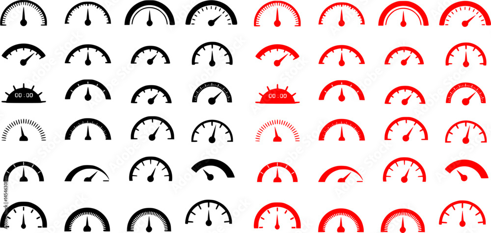 Collection of speedometer icons isolated on a white background. Vector illustration
Collection of speedometer icons isolated on a white background. Vector illustration