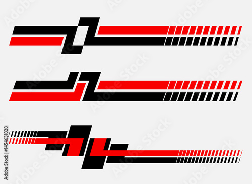 Set of simple car stripes. Car stripes variation. Racing stripes sticker design. Graphic sport decal vinyl element. Automobile decoration. Racing design vector set