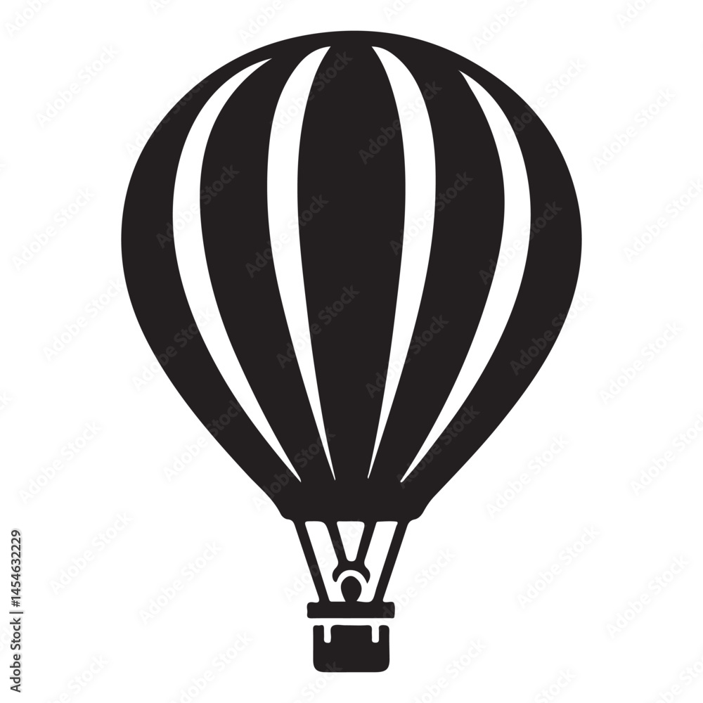 Naklejka premium Black Silhouette Hot Air Balloon Illustration Adventure and Freedom Image