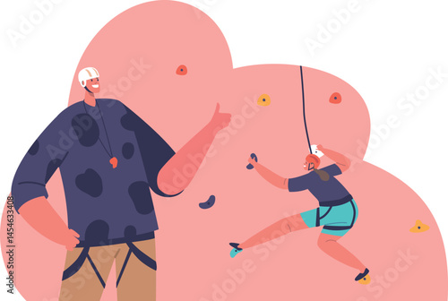 Climbing wall training with trainer