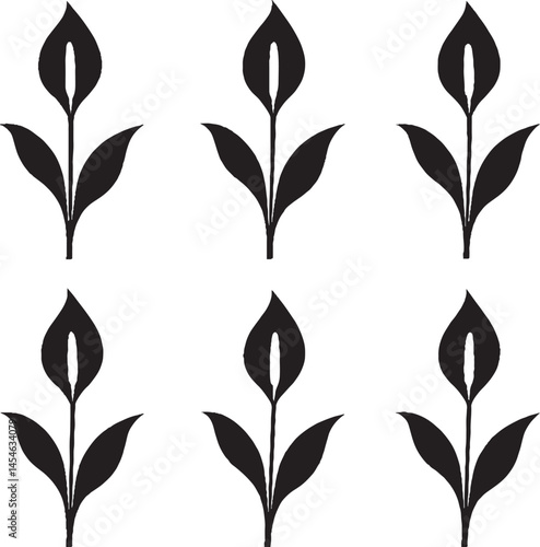 Peace lily silhouette vector sticker pack 
