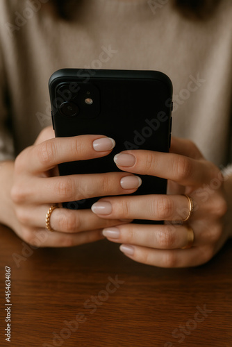 woman using smartphone Generative AI	
