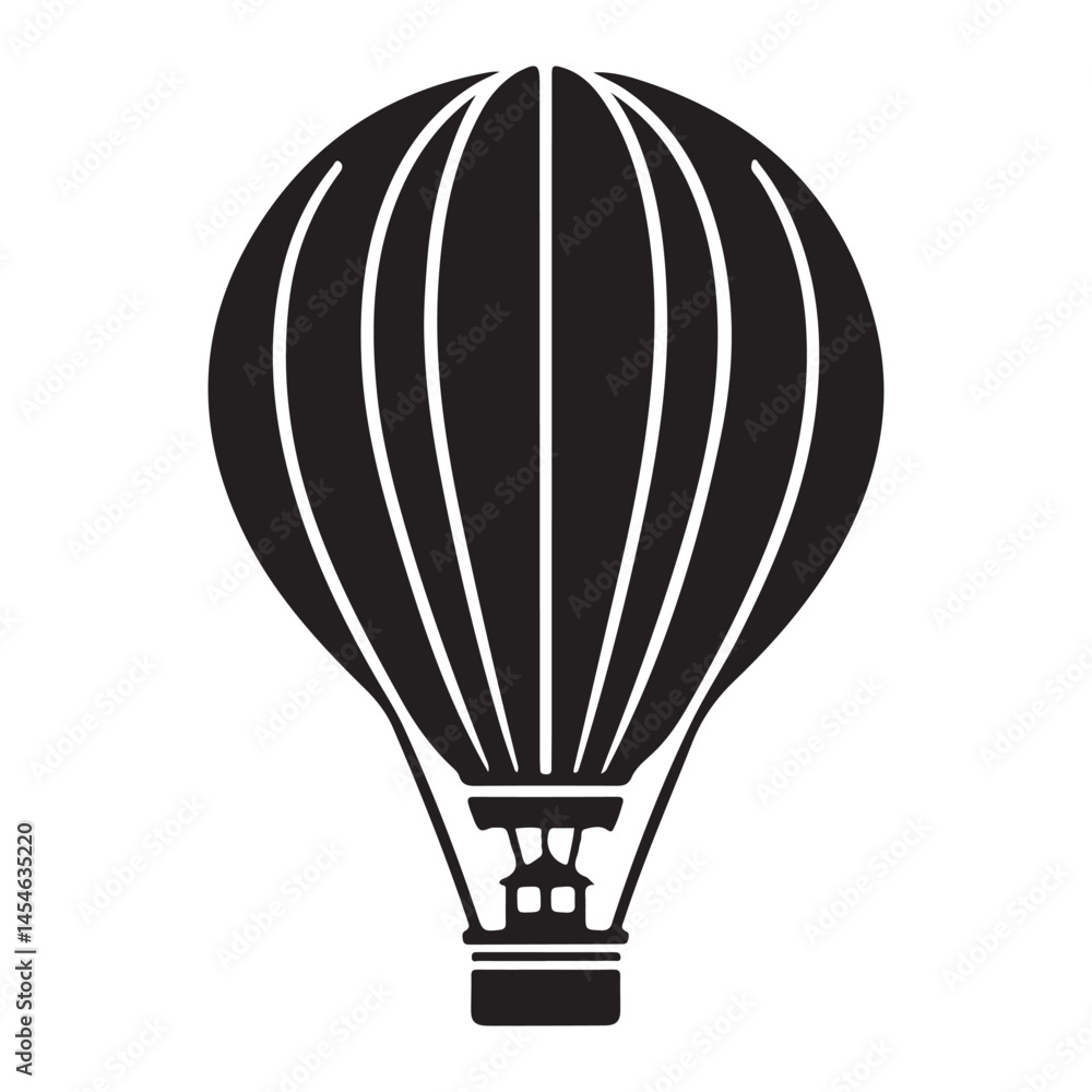 Naklejka premium Classic Hot Air Balloon Silhouette Vector Illustration Design
