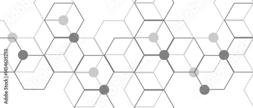 Hexagon geometric on a white background. Geometric abstract background with simple Hexagon elements. Schematic diagram of carbon nanotubes. Molecular structure tech. 