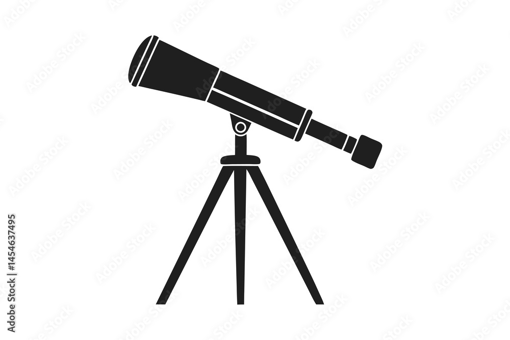Telescope on tripod silhouette vector illustration on white background Telescope on tripod silhouette vector illustration on white background