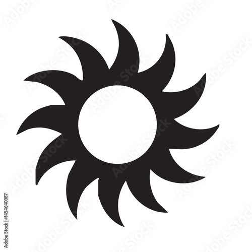 Silhouette of Black Sun Wheel Symbol Vector Illustration Graphic