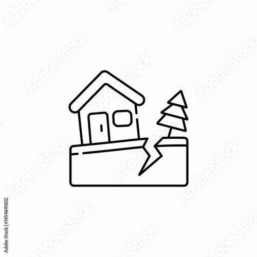earthquake land crack icon sign vector