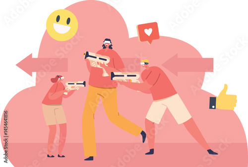 People at virtual gaming cyberspace