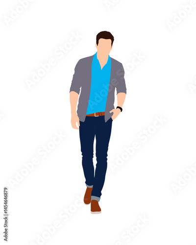 Flat vector people and illustration, man with casual outfit