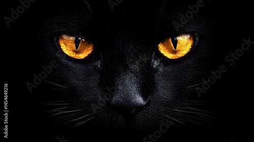 Hyper-Realistic Portrait of a Sleek Black Cat with Mesmerizing Yellow Eyes and Dramatic Shadows in High-Resolution Studio Lighting