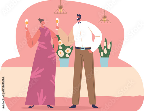 Elegant people at wedding banquet