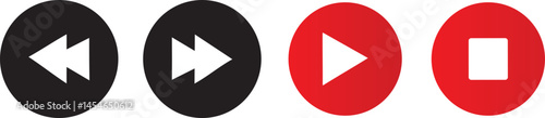 music player icon set. play and pause buttons icon vactor, Elements for video streaming app. Play and pause buttons sign, Video Audio Player, vector symbol illustration
