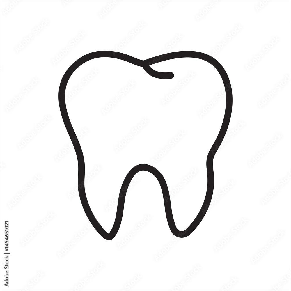 tooth line icon vector on white background. tooth line icon vector on white background.