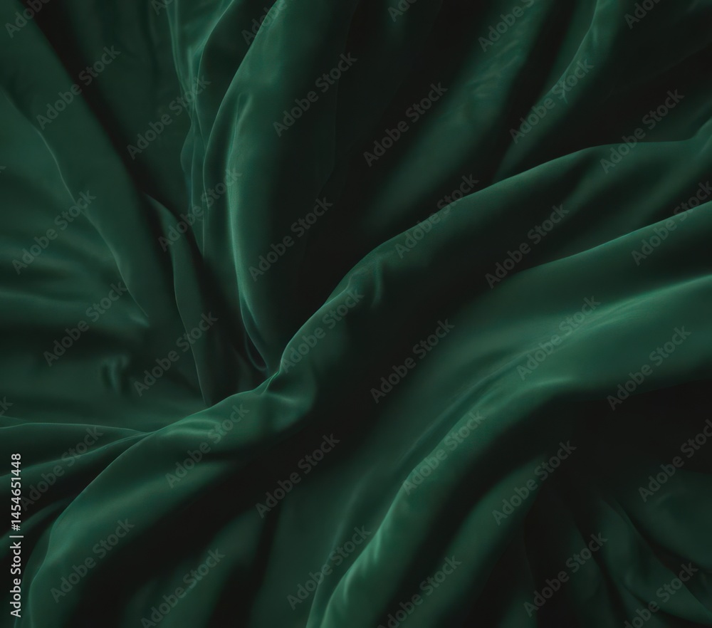 Fototapeta premium Deep emerald velvet, rich texture, opulent folds , texture, glossy