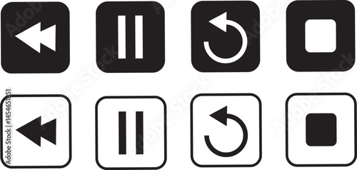 music player icon set. play and pause buttons icon vactor, Elements for video streaming app. Play and pause buttons sign, Video Audio Player, vector symbol illustration

