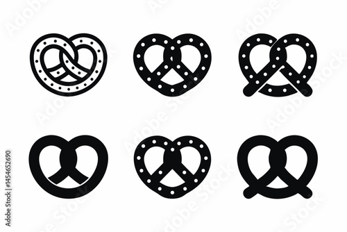 set of Pretzel icon silhouette vector illustration